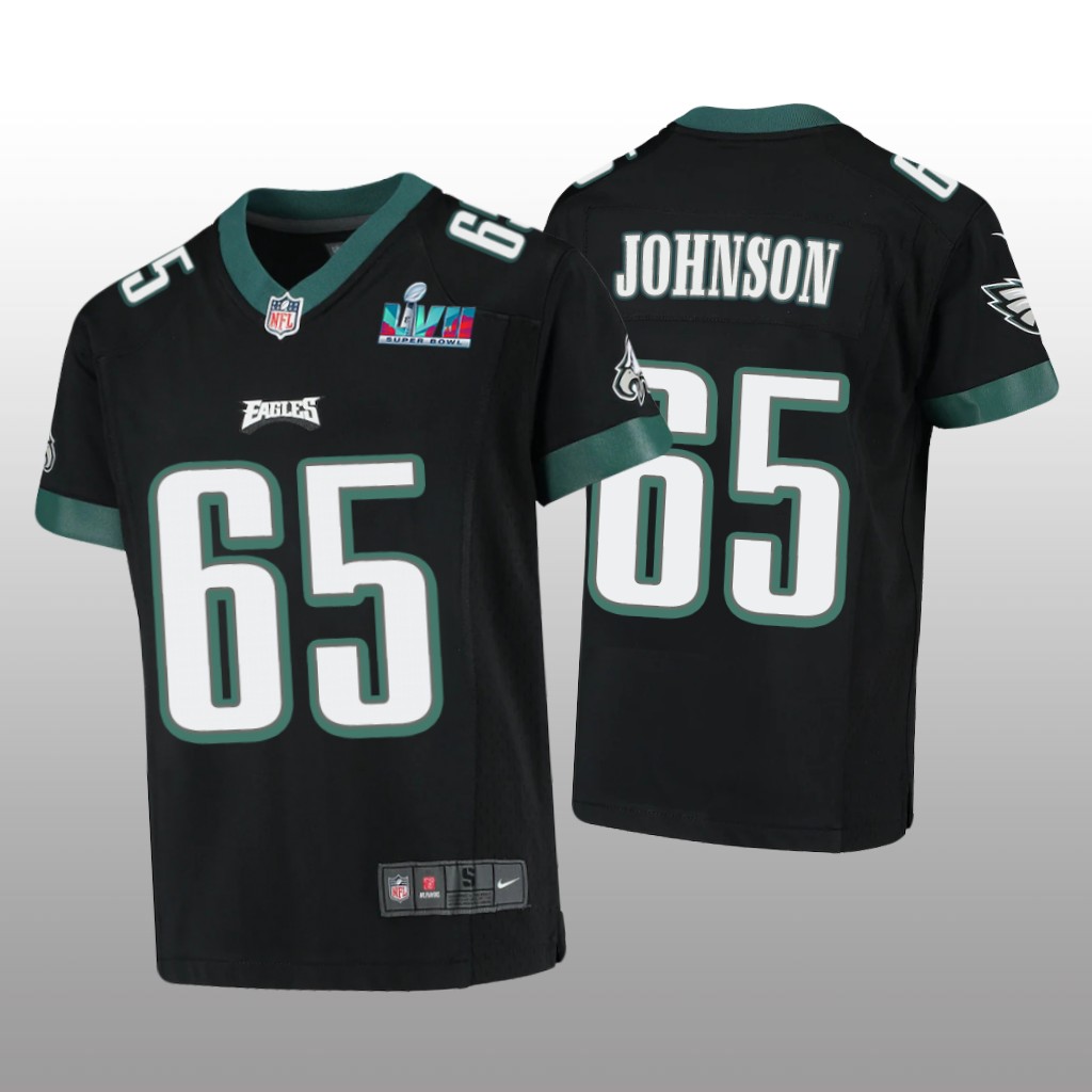 Philadelphia Eagles Lane Johnson Black Game Jersey Super Bowl LVII - Youth