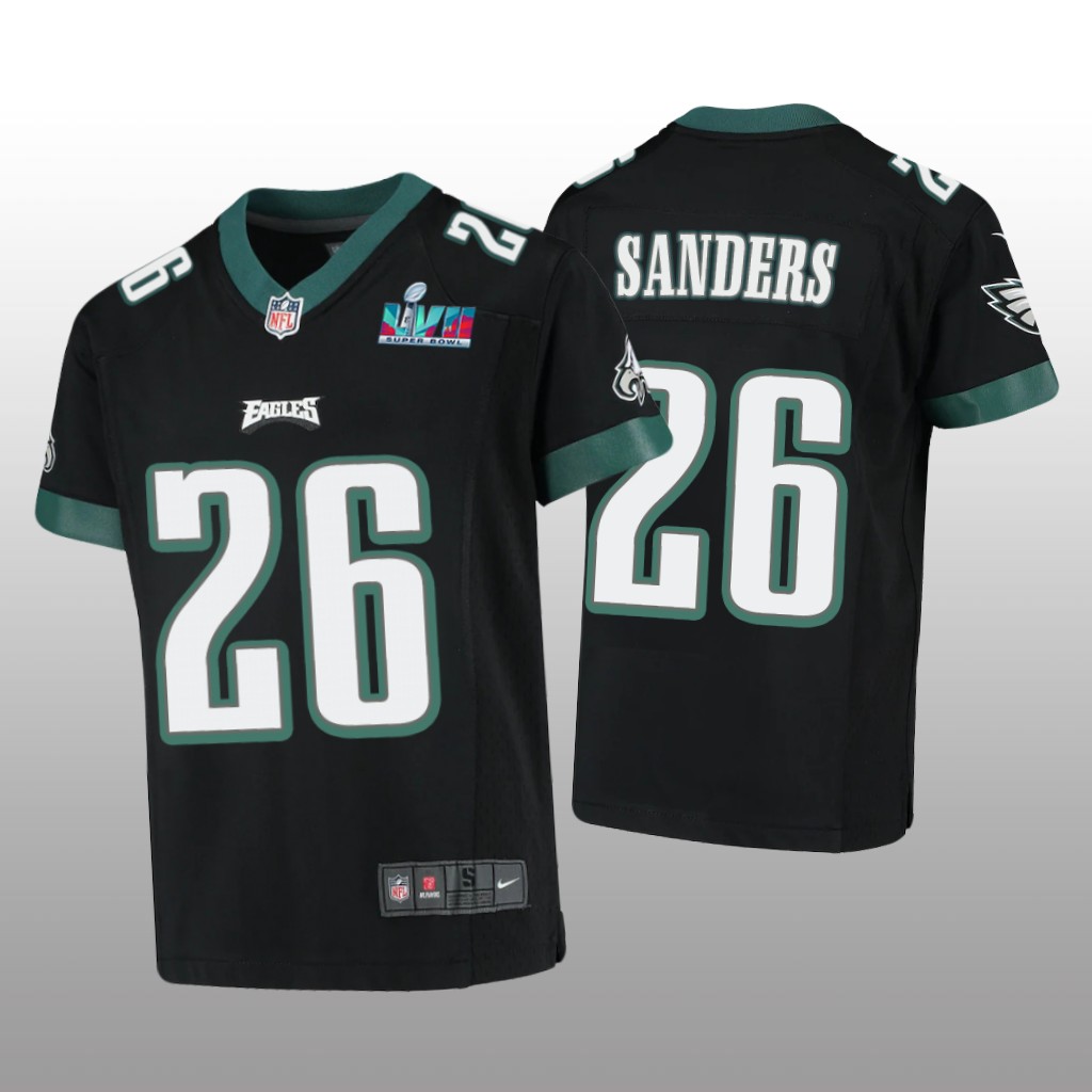 Philadelphia Eagles Miles Sanders Black Game Jersey Super Bowl LVII - Youth