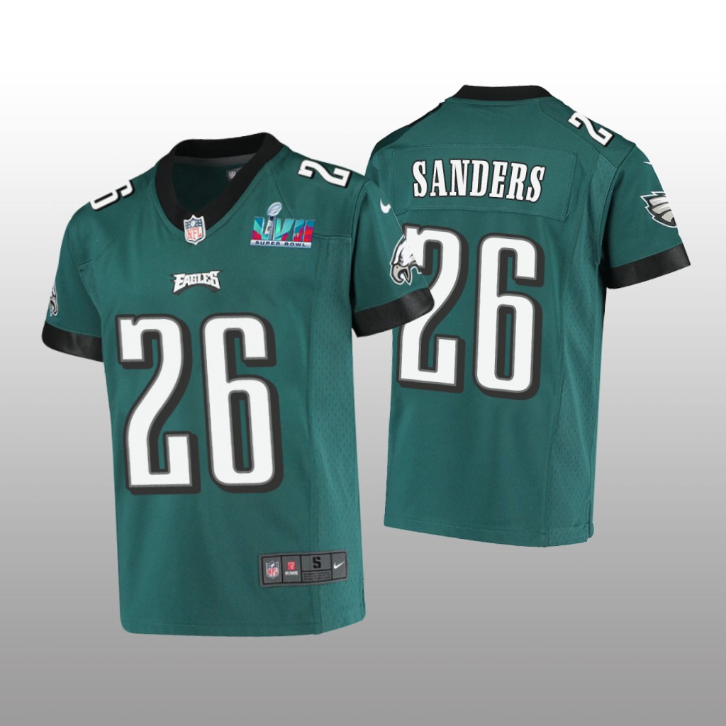 Philadelphia Eagles Miles Sanders Midnight Green Game Jersey Super Bowl LVII - Youth