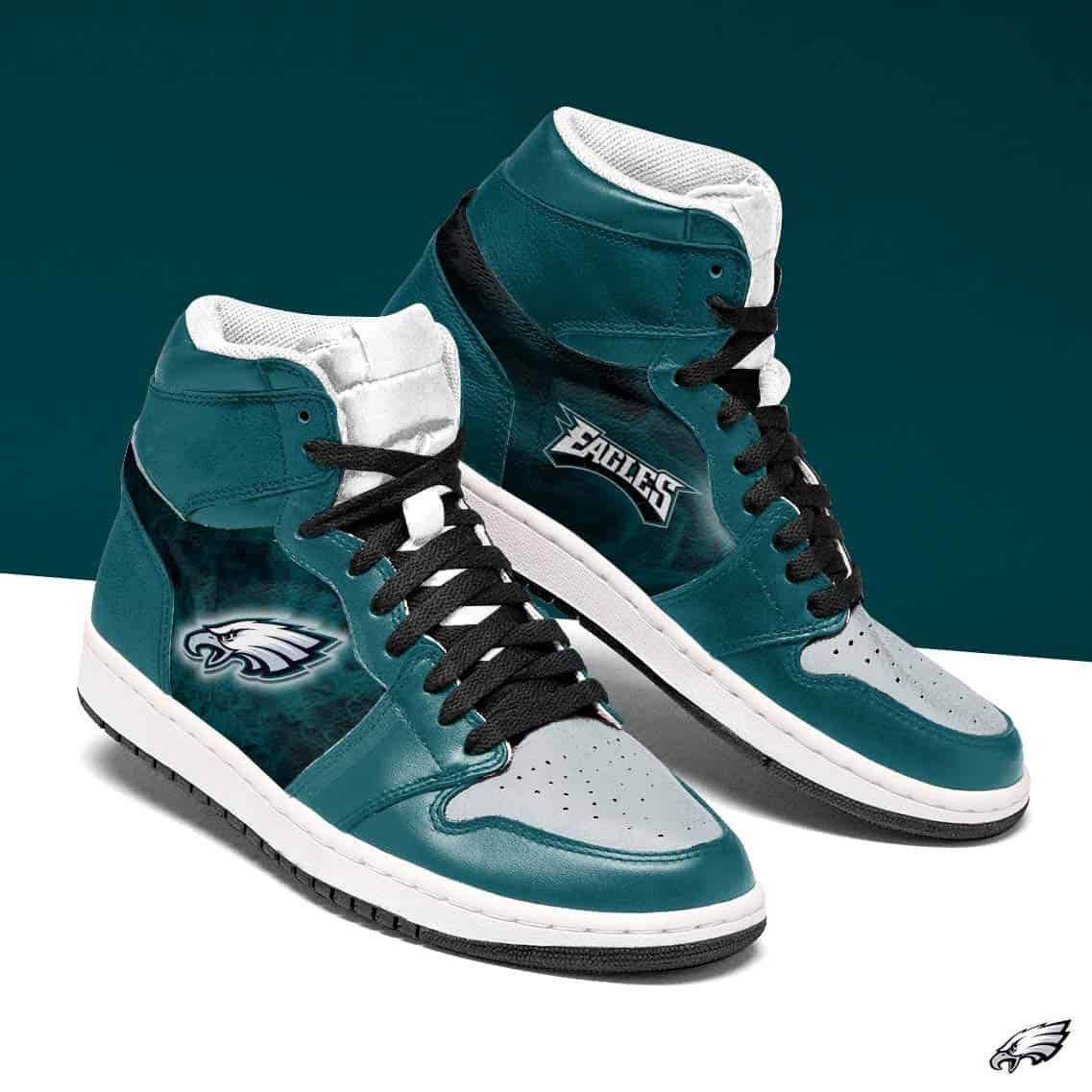 Philadelphia Eagles NFL Football Team Philadelphia Eagles Shoes Sneakers High Top Air Jordan Sneaker, Air Jordan Hightop