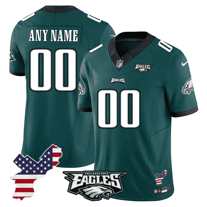 Philadelphia Eagles Philadelphia Patch Custom Midnight Green Jersey - All Stitched