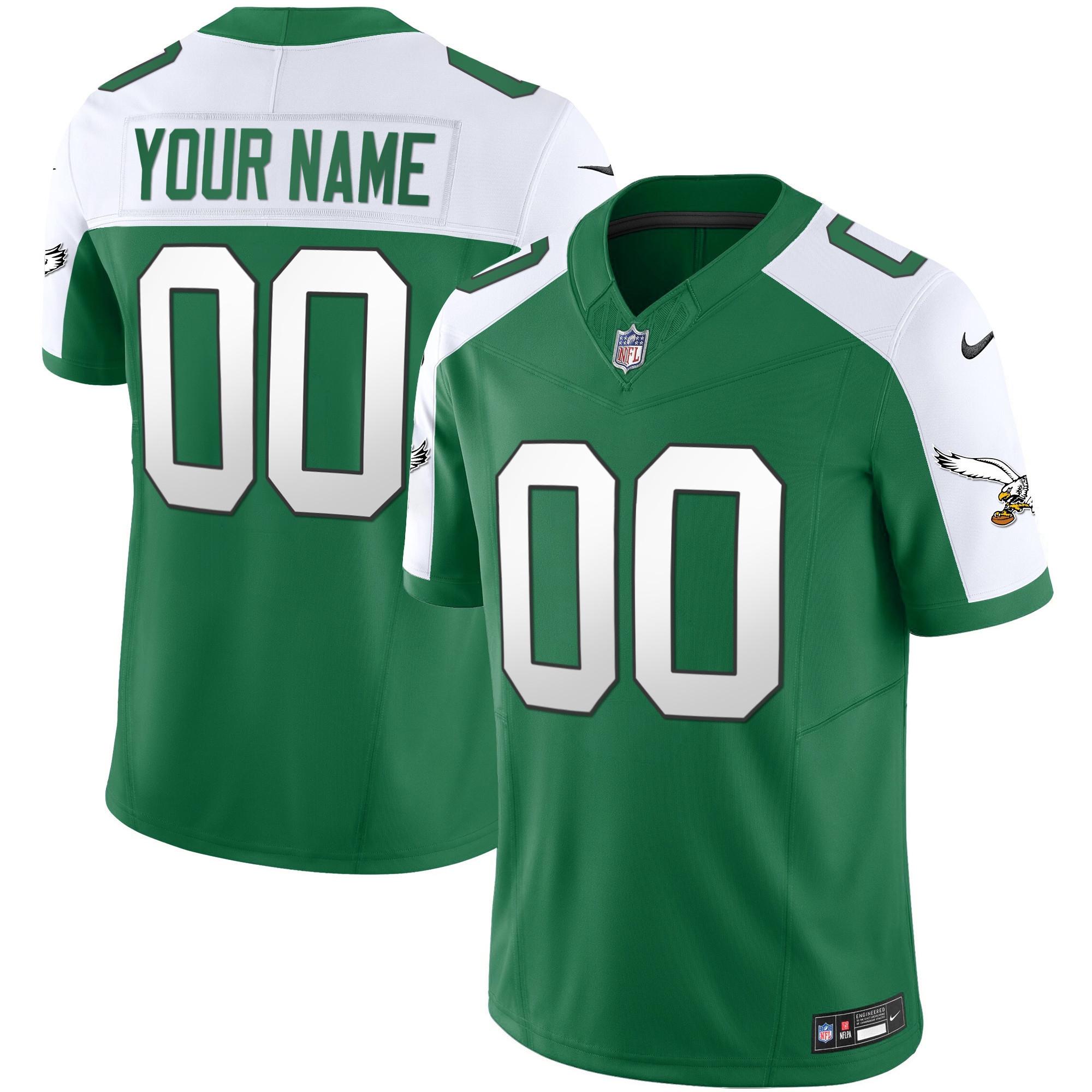 Philadelphia Eagles Throwback Kelly Vapor Limited Custom Alternate Jersey - All Stitched