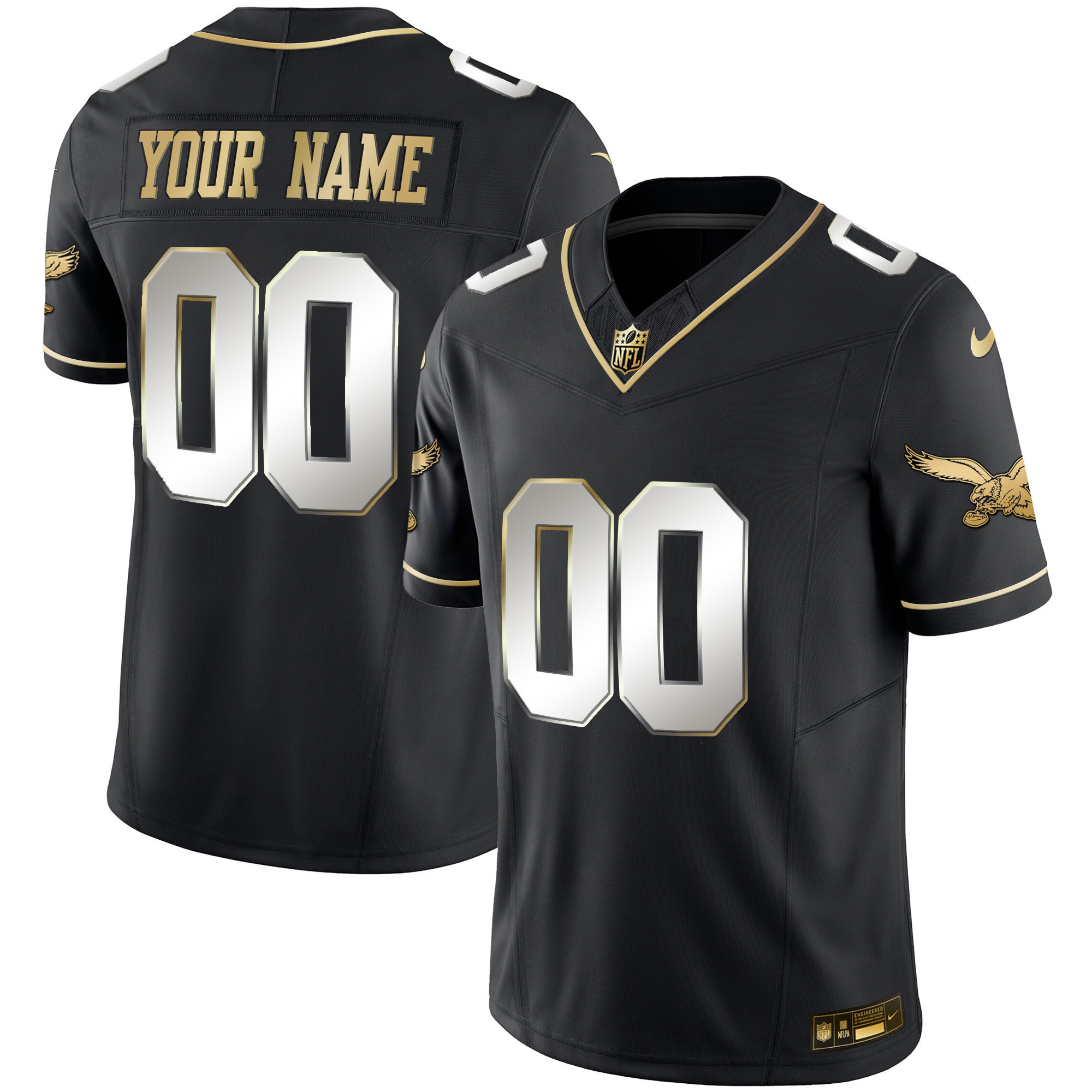 Philadelphia Eagles Throwback Kelly Vapor Limited Custom Black Limited Jersey - All Stitched