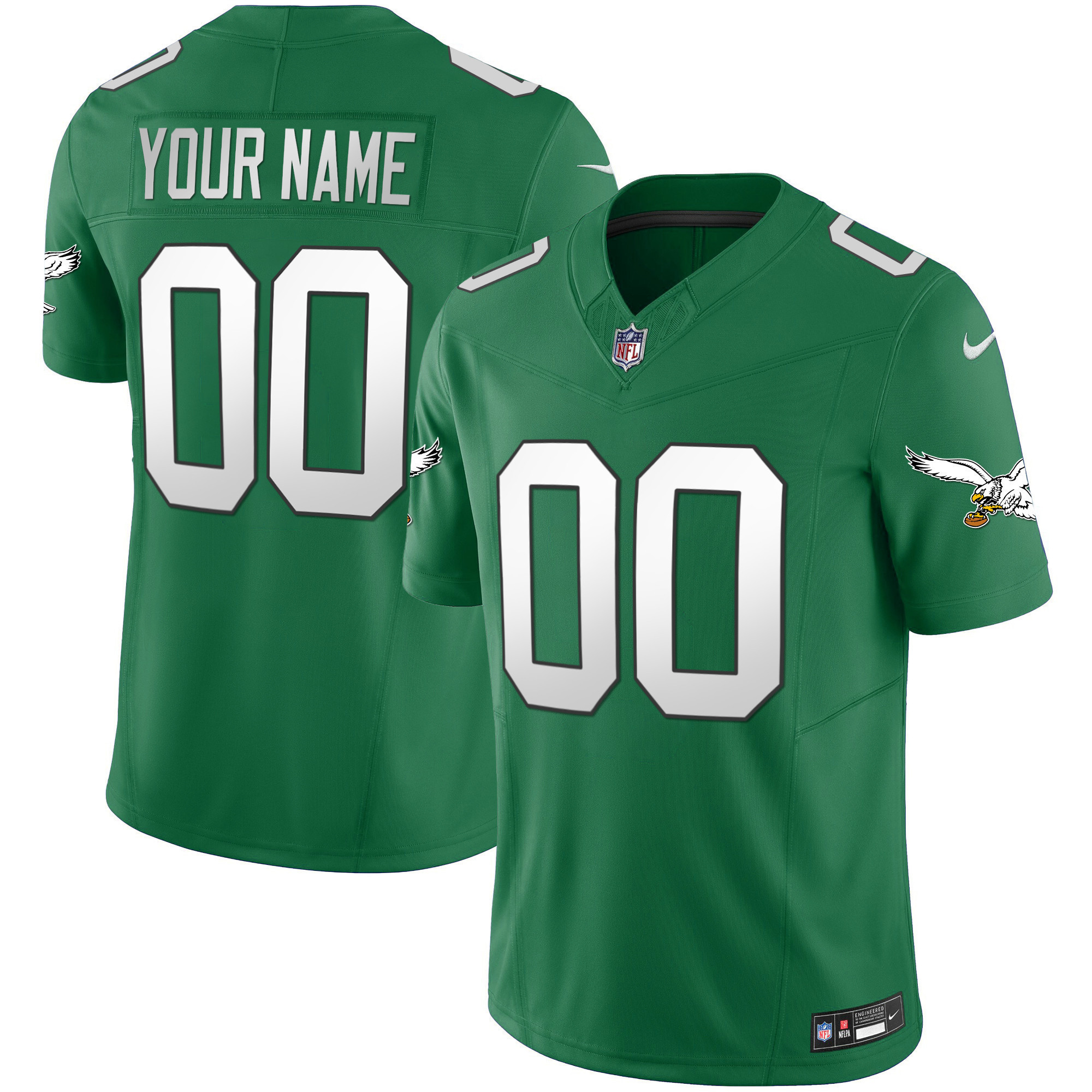 Philadelphia Eagles Throwback Kelly Vapor Limited Custom Kelly Green Jersey - All Stitched