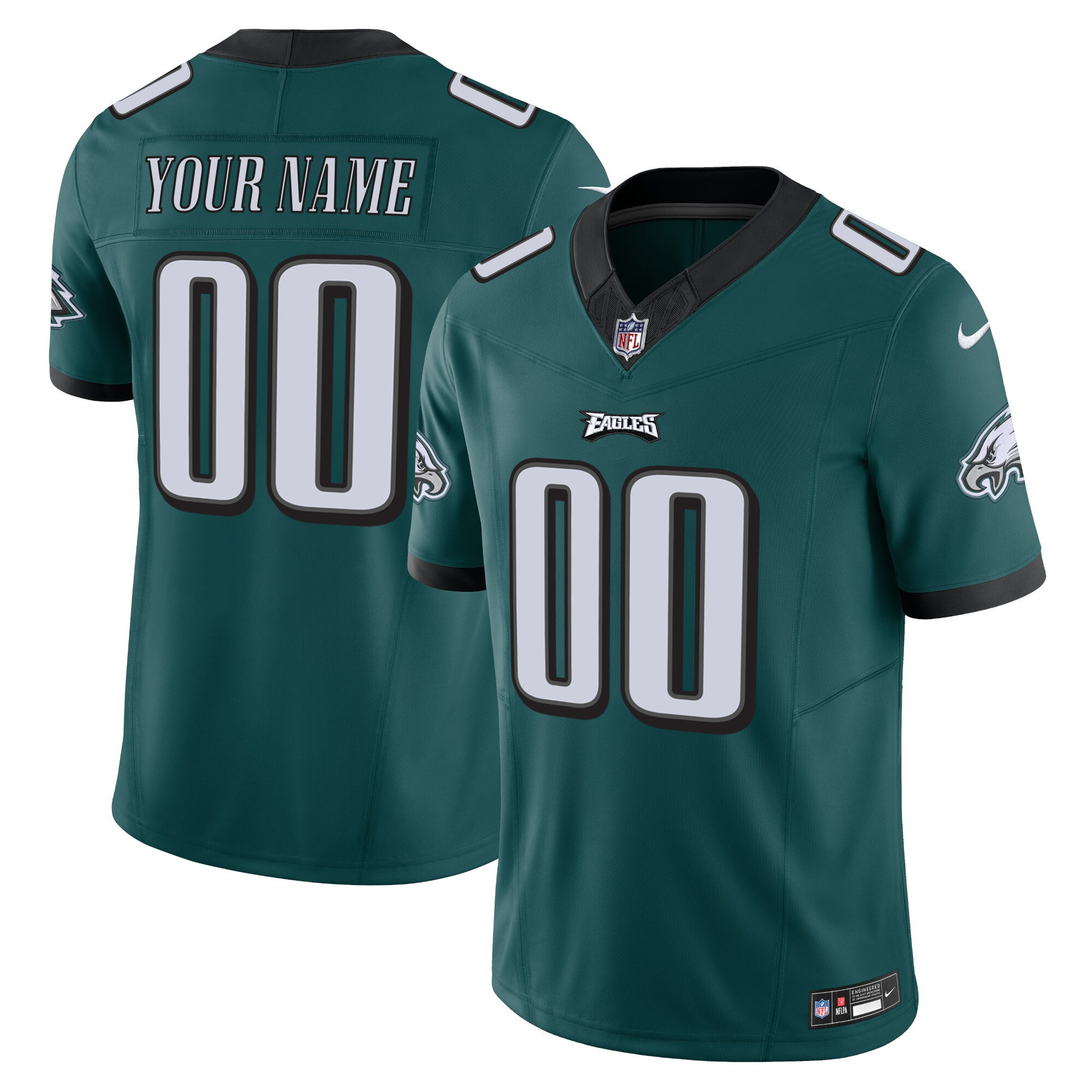 Philadelphia Eagles Vapor Limited Custom Midnight Green Jersey - All Stitched