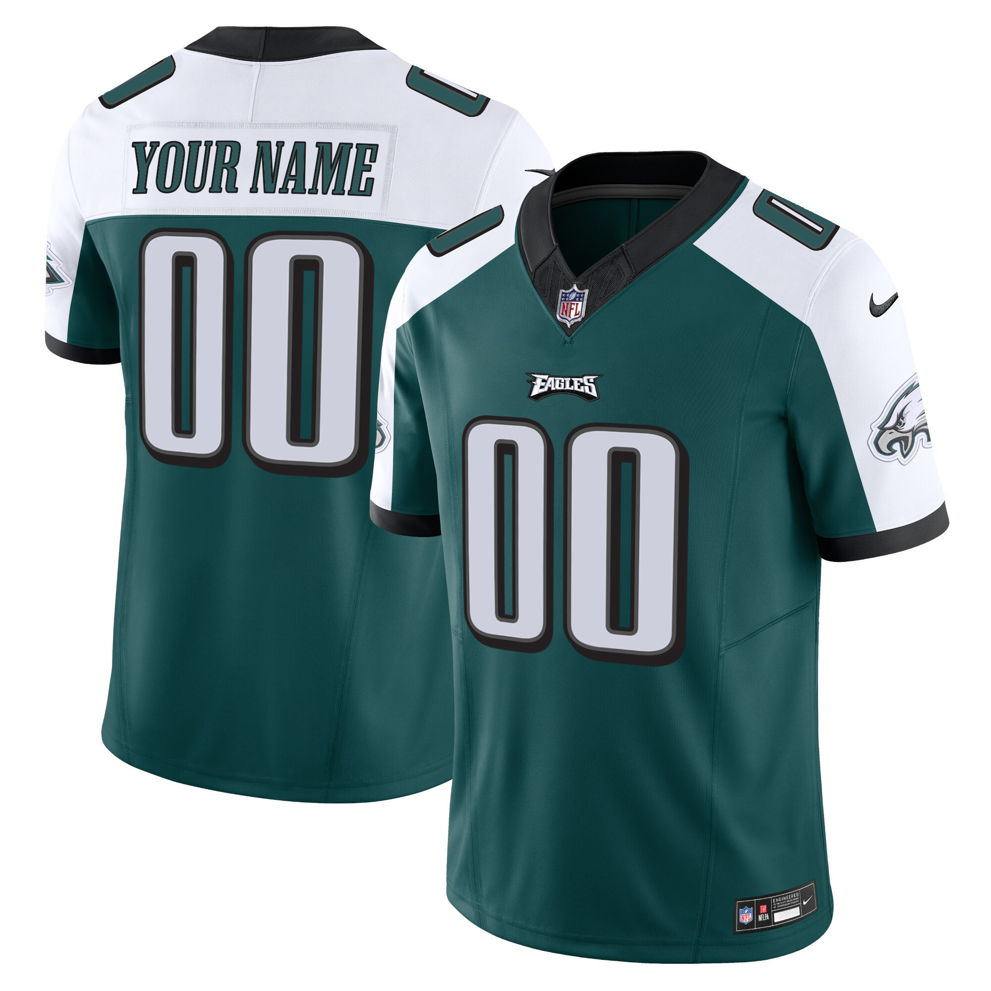 Philadelphia Eagles Vapor Limited Custom V2 Alternate Jersey - All Stitched