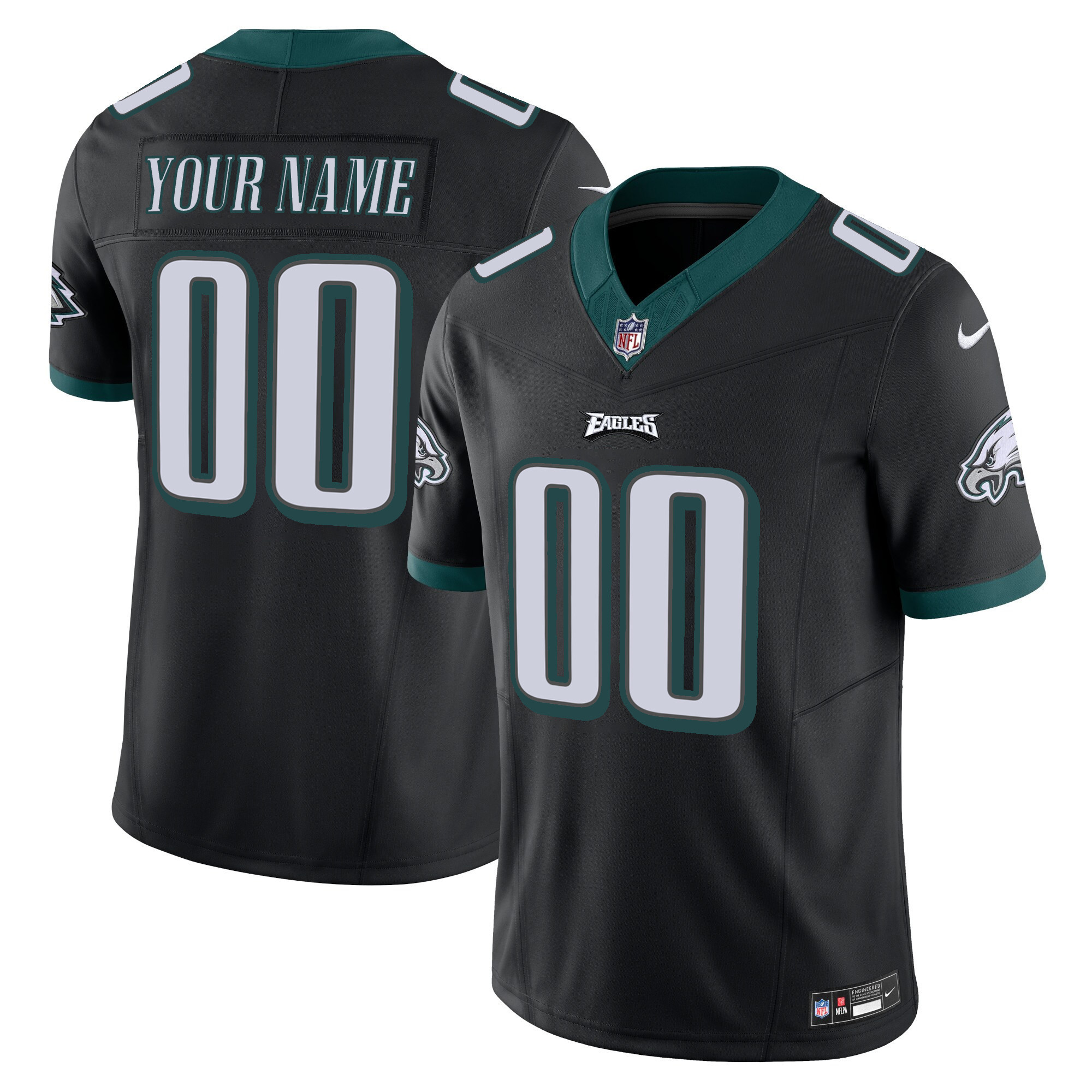 Philadelphia Eagles Vapor Limited Custom V2 Black Jersey - All Stitched