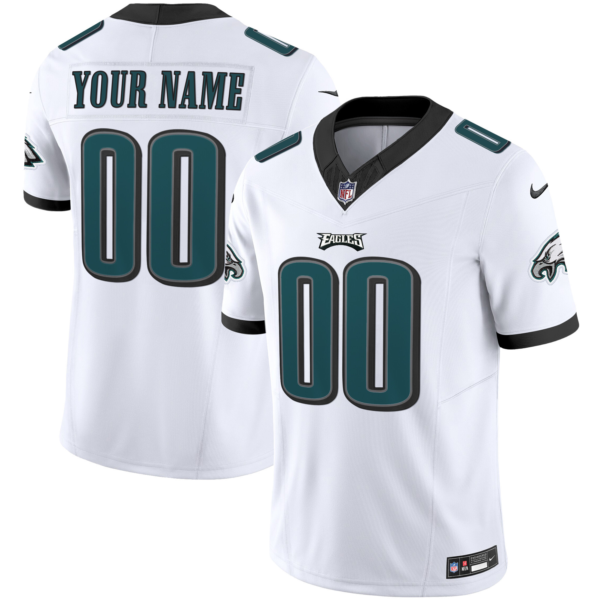 Philadelphia Eagles Vapor Limited Custom White Jersey - All Stitched