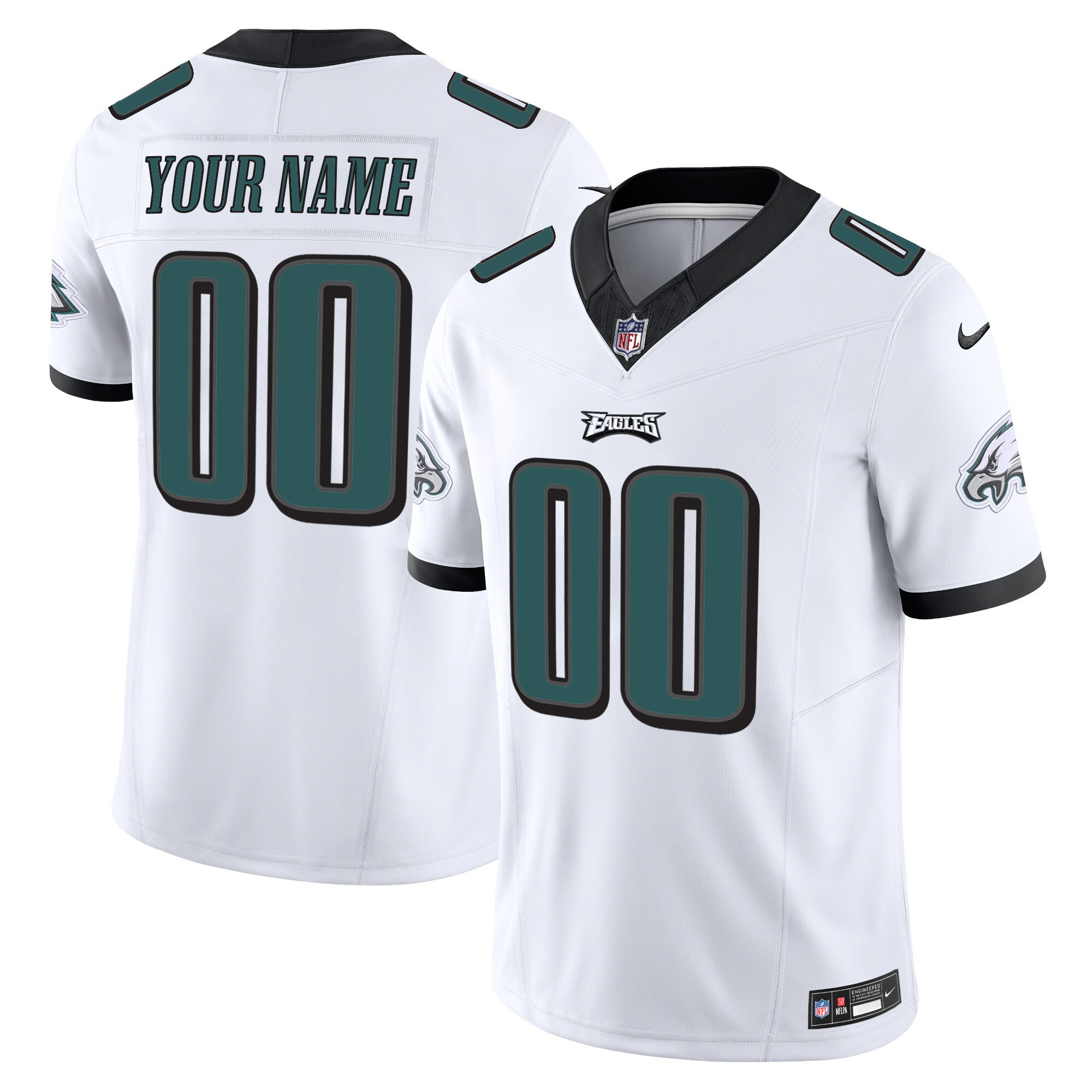 Philadelphia Eagles Vapor Limited Custom White Jersey - All Stitched