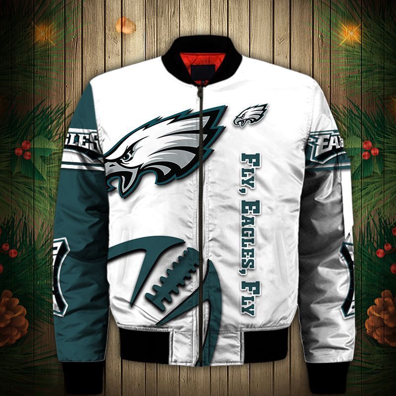 Philadelphia Eagles White 3d Printed Unisex Bomber Jacket