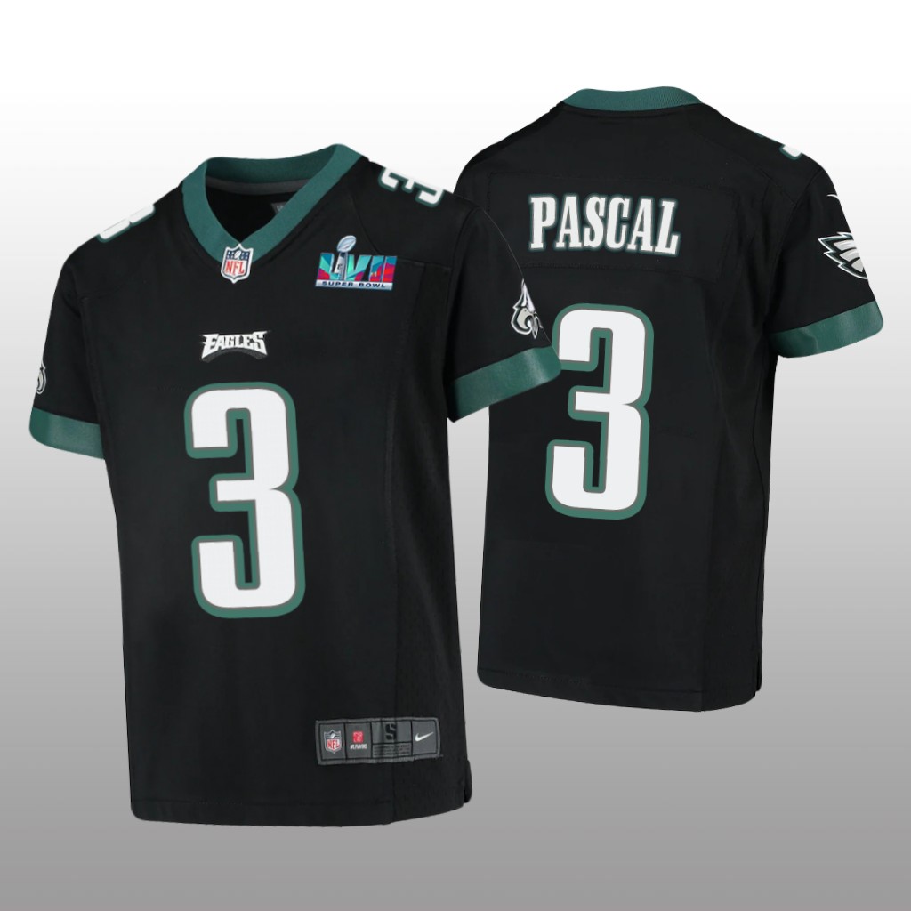 Philadelphia Eagles Zach Pascal Black Game Jersey Super Bowl LVII - Youth