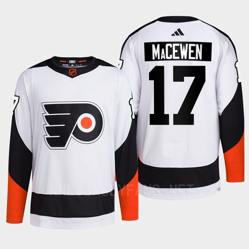 Philadelphia Flyers 2022 Reverse Retro 2.0 Zack MacEwen 17 White Primegreen Stitched Jersey Men’s