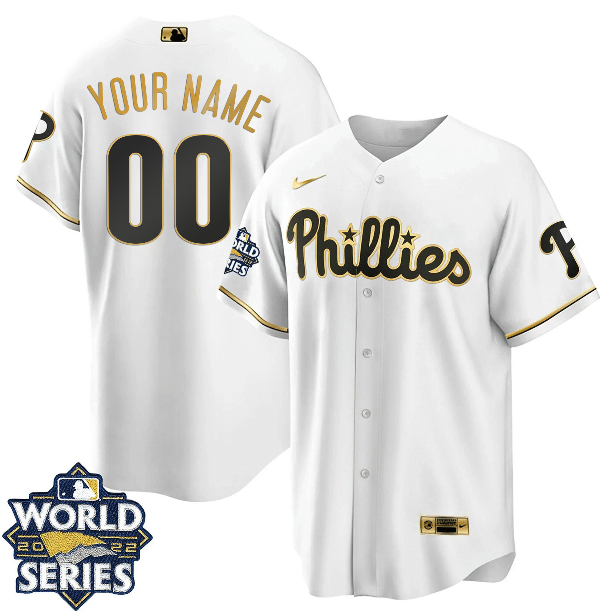 Philadelphia Phillies 2022 World Series Custom Cool White Jersey - All Stitched