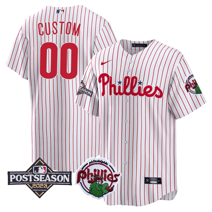 Philadelphia Phillies 2023 Postseason Patch Custom Cool White Men  Jersey - All Stitched