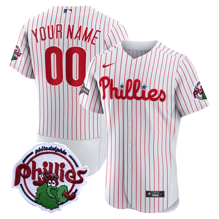 Philadelphia Phillies 2023 Postseason Patch Custom Flex White Men  Jersey - All Stitched