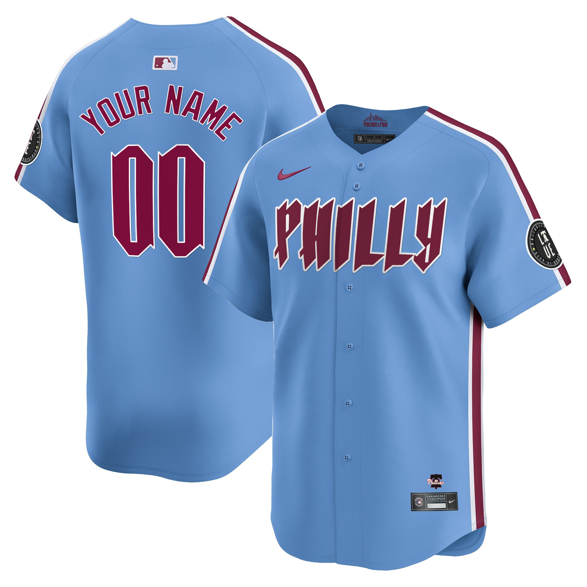 Philadelphia Phillies 2024 City Connect Vapor Premier Limited Custtom Light Blue Jersey - All Stitched