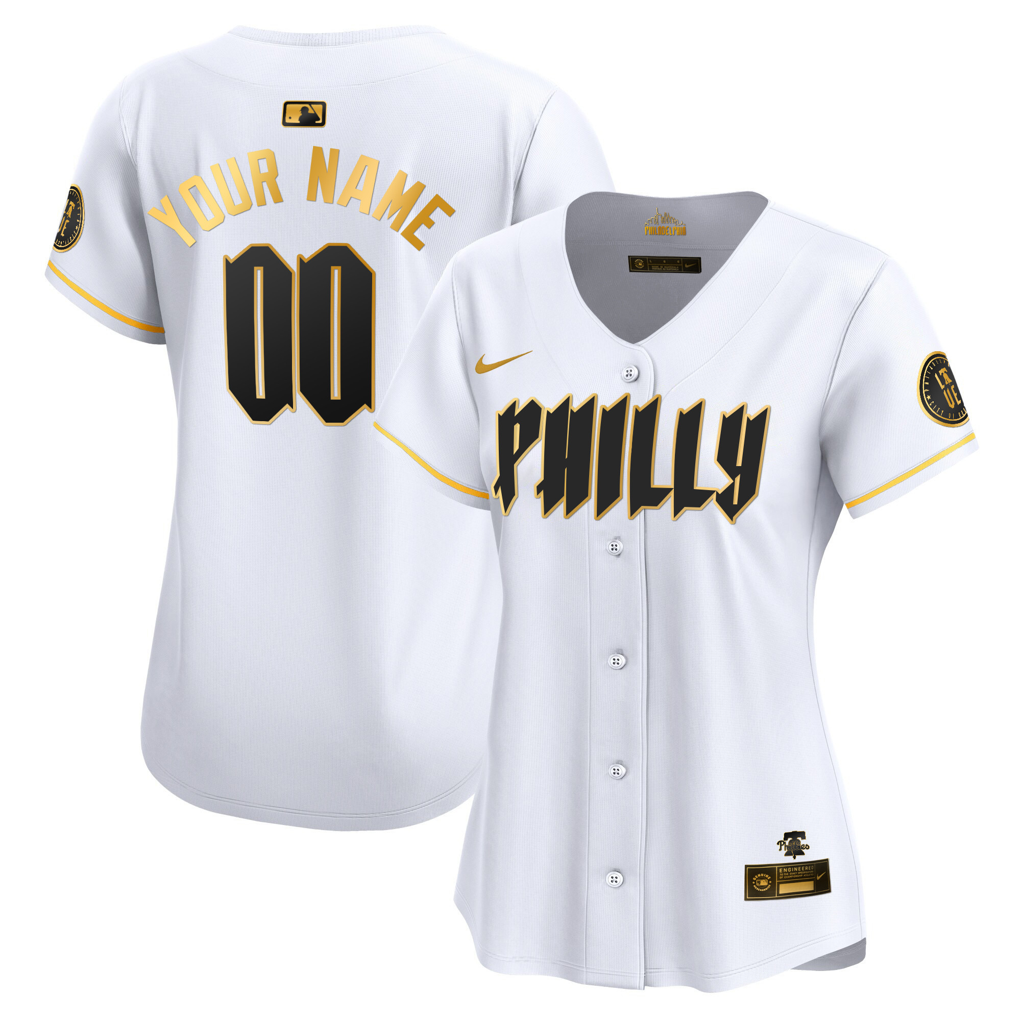 Philadelphia Phillies 2024 City Connect Vapor Premier Limited Custtom White Gold Jersey - All Stitched