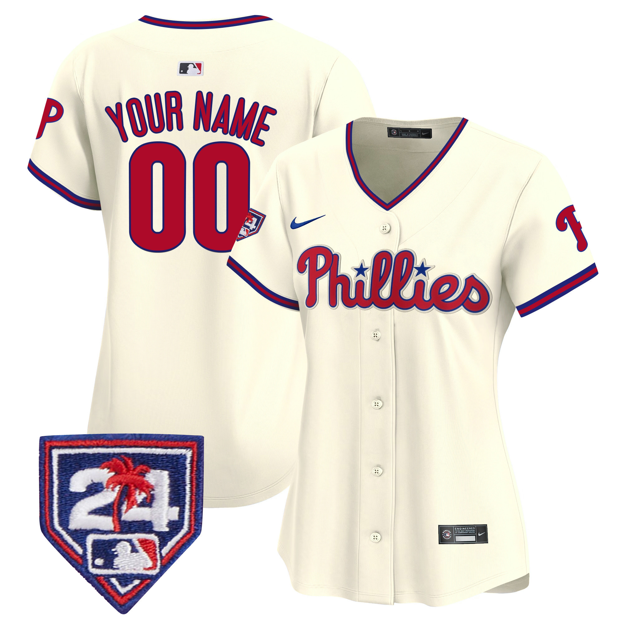 Philadelphia Phillies 2024 Spring Training Patch Vapor Premier Limited Custom Cream Jersey - All Stitched