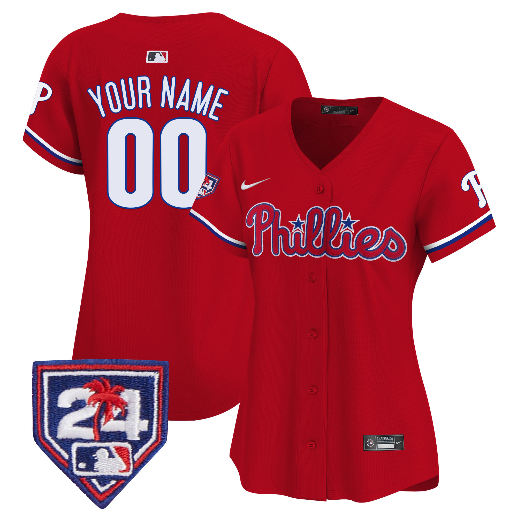 Philadelphia Phillies 2024 Spring Training Patch Vapor Premier Limited Custom Red Jersey - All Stitched