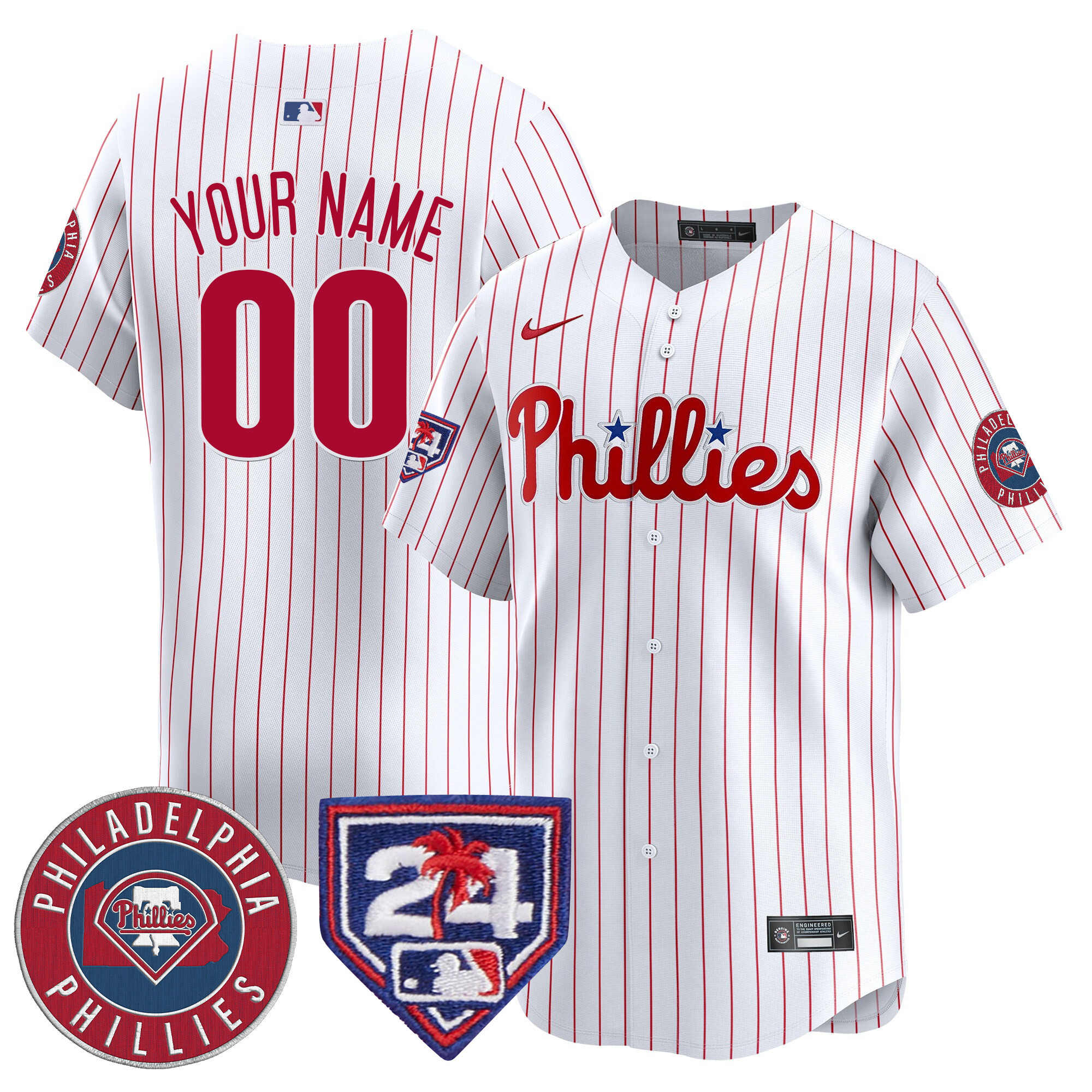 Philadelphia Phillies 2024 Spring Training Patch Vapor Premier Limited Custom V2 White Jersey - All Stitched