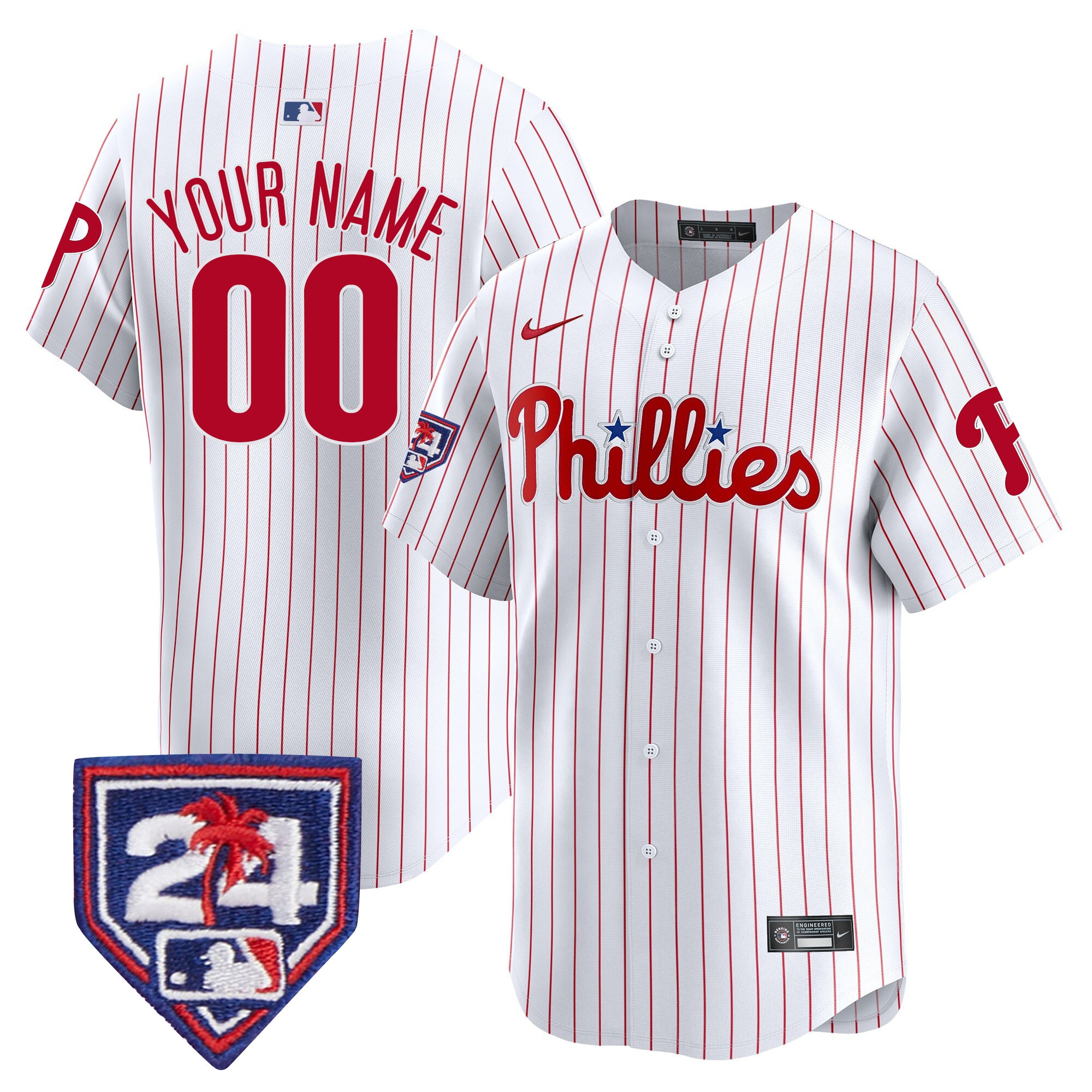 Philadelphia Phillies 2024 Spring Training Patch Vapor Premier Limited Custom White Jersey - All Stitched