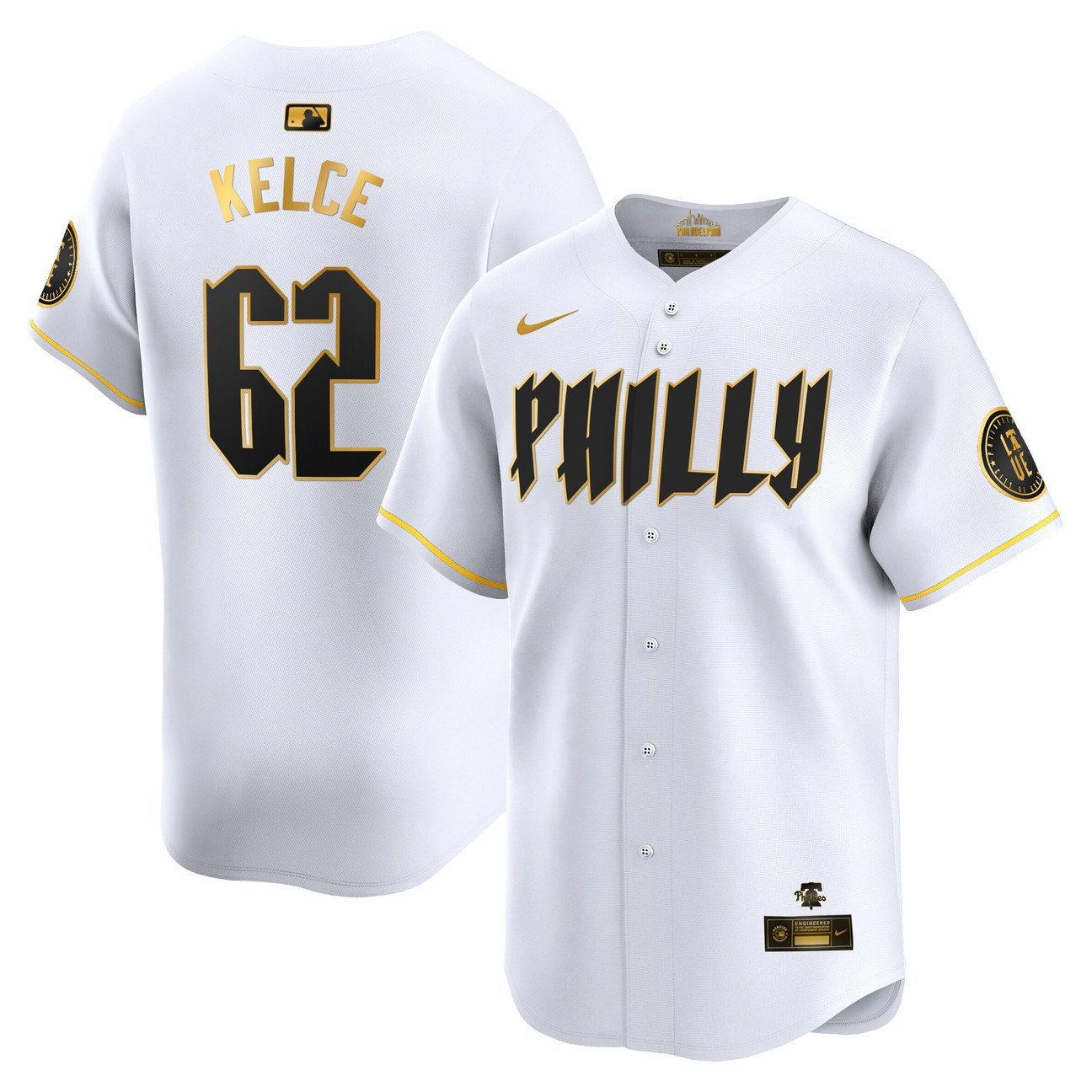 Philadelphia Phillies Jason Kelce 2024 City Connect Limited White Gold Jersey