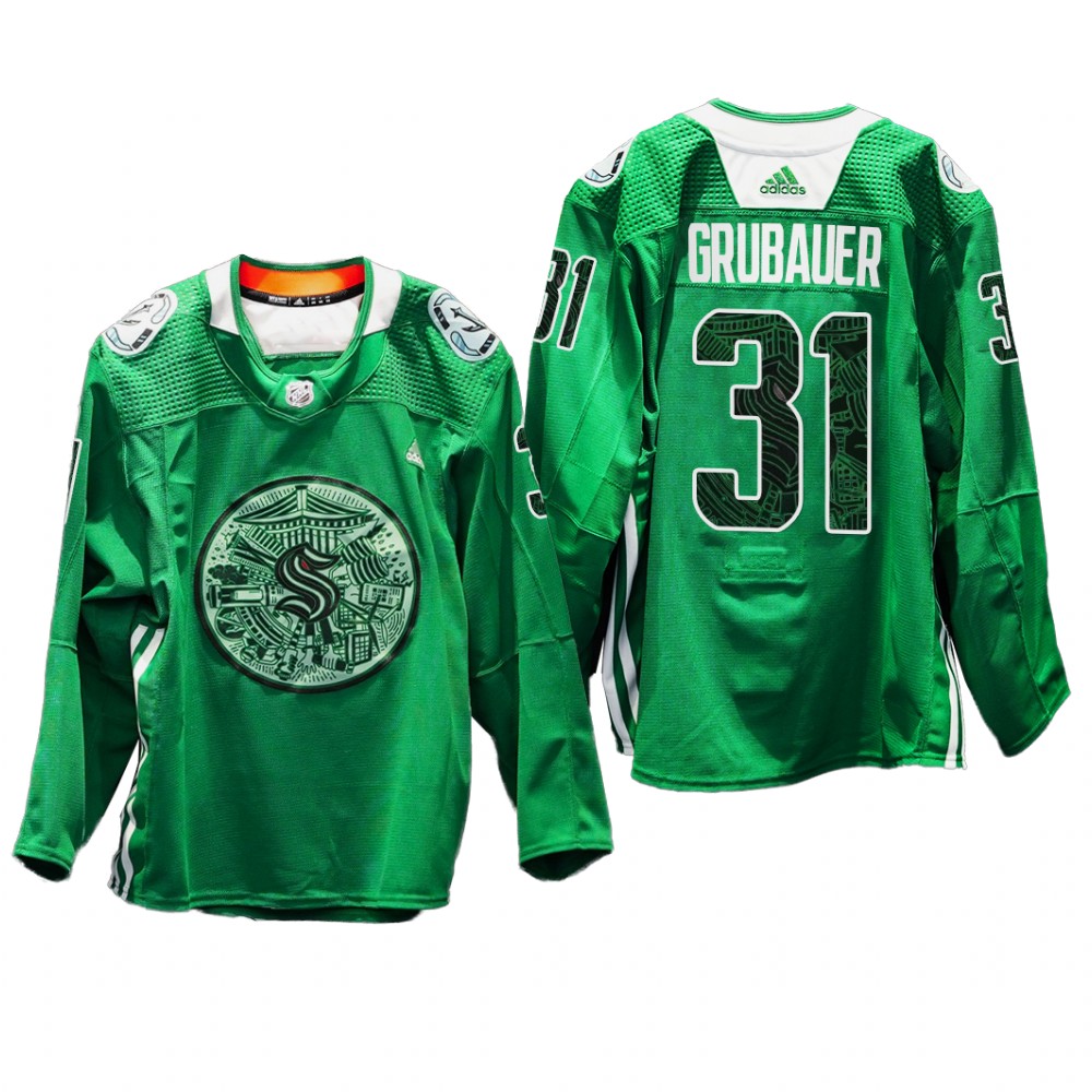 Philipp Grubauer Seattle Kraken Green Night Jersey Green #31 Eco-conscious