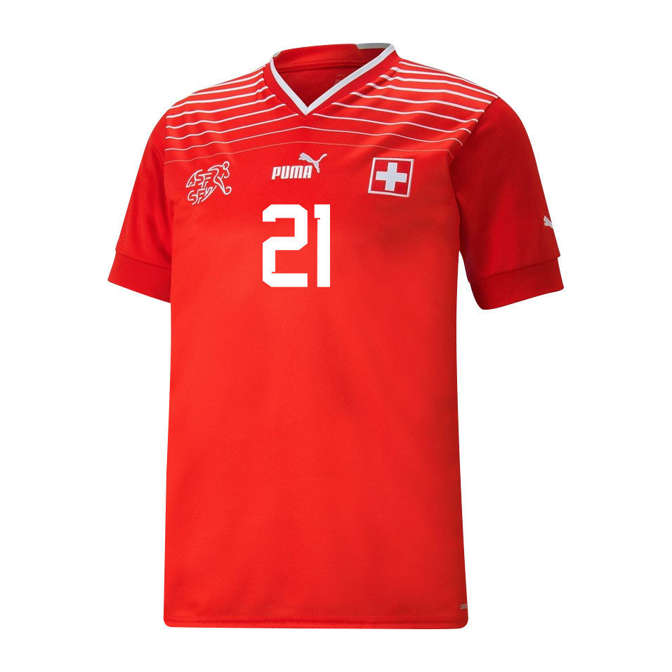 Philipp Kohn 21 Switzerland National Team FIFA World Cup Qatar 2022 Patch – Home Men Soccer Jersey