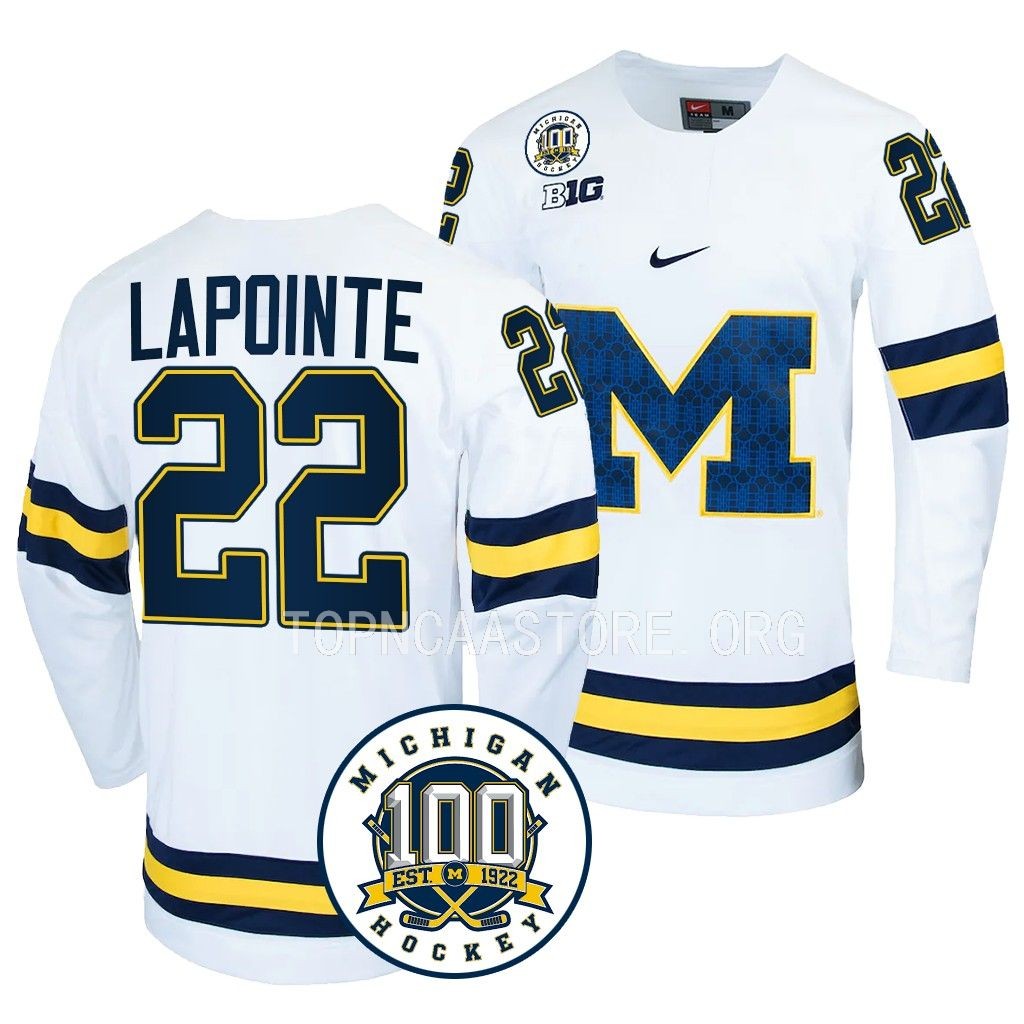 Philippe Lapointe Michigan Wolverines White 100th Anniversary Jersey