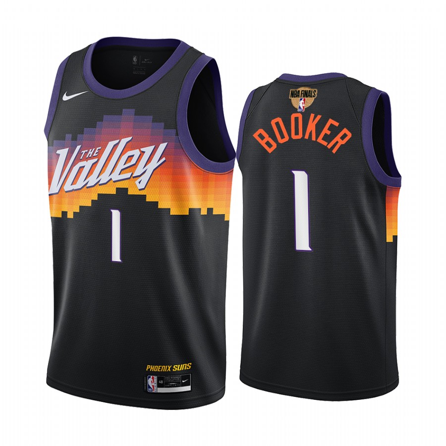 Phoenix Suns #1 Devin Booker 2021 NBA Finals Bound Black Jersey City Edition