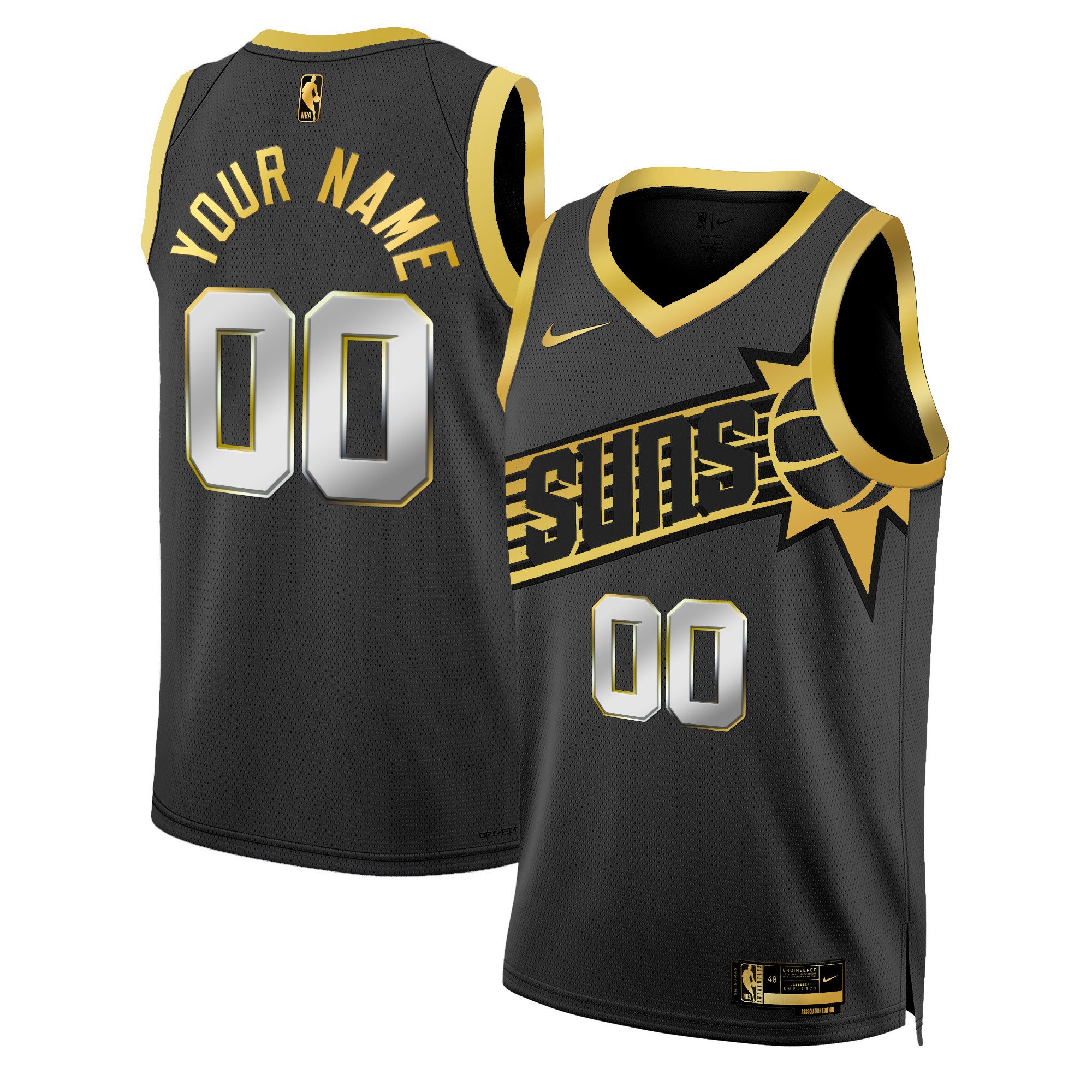 Phoenix Suns Swingman Custom Black Gold Jersey - All Stitched