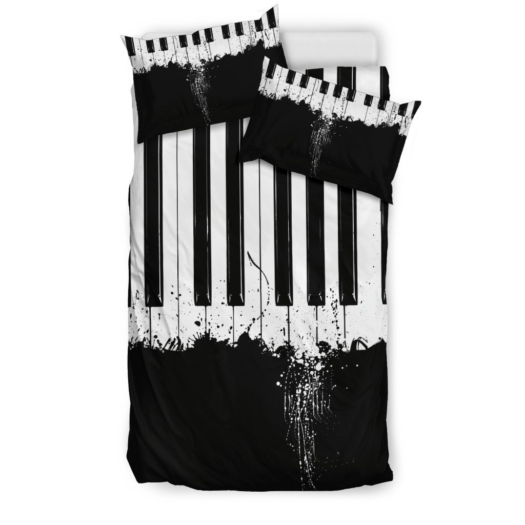 Piano Music Lovers Black And White 3D Customized Duvet Cover Bedding Set