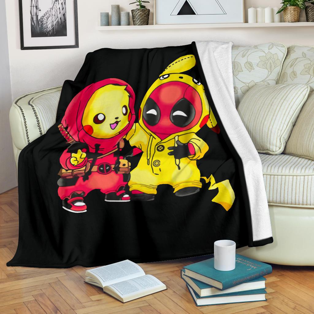 Pikachu Deadpool Sherpa Blanket Cozy Blanket Fleece Blanket