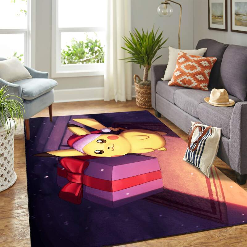 Pikachu En Navidad Carpet Floor Area Rectangle Rug