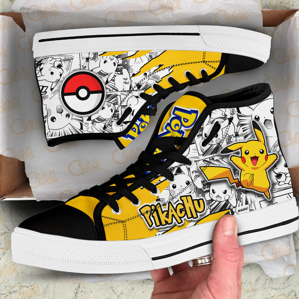 Pikachu High Top Shoes Custom Pokemon Anime Sneakers Mix Manga