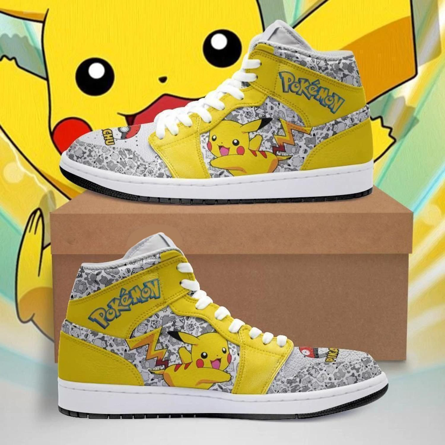 Pikachu Pokemon Anime High Top Air Jordan Sneaker, Air Jordan Hightop