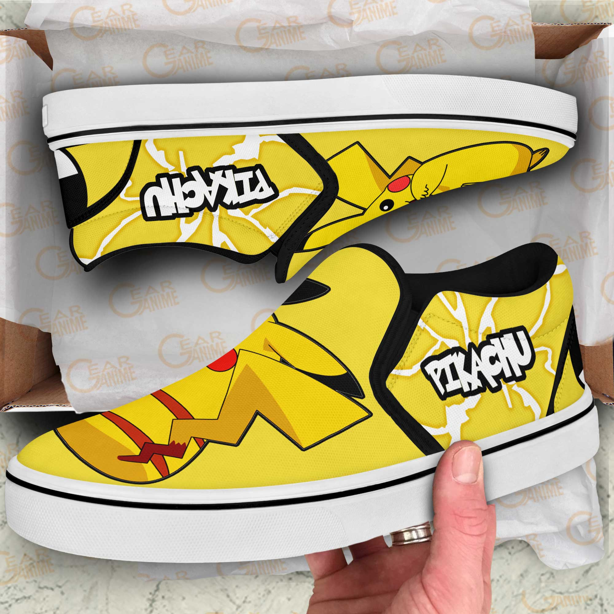 Pikachu Slip On Shoes Custom Pokemon Anime Sneakers