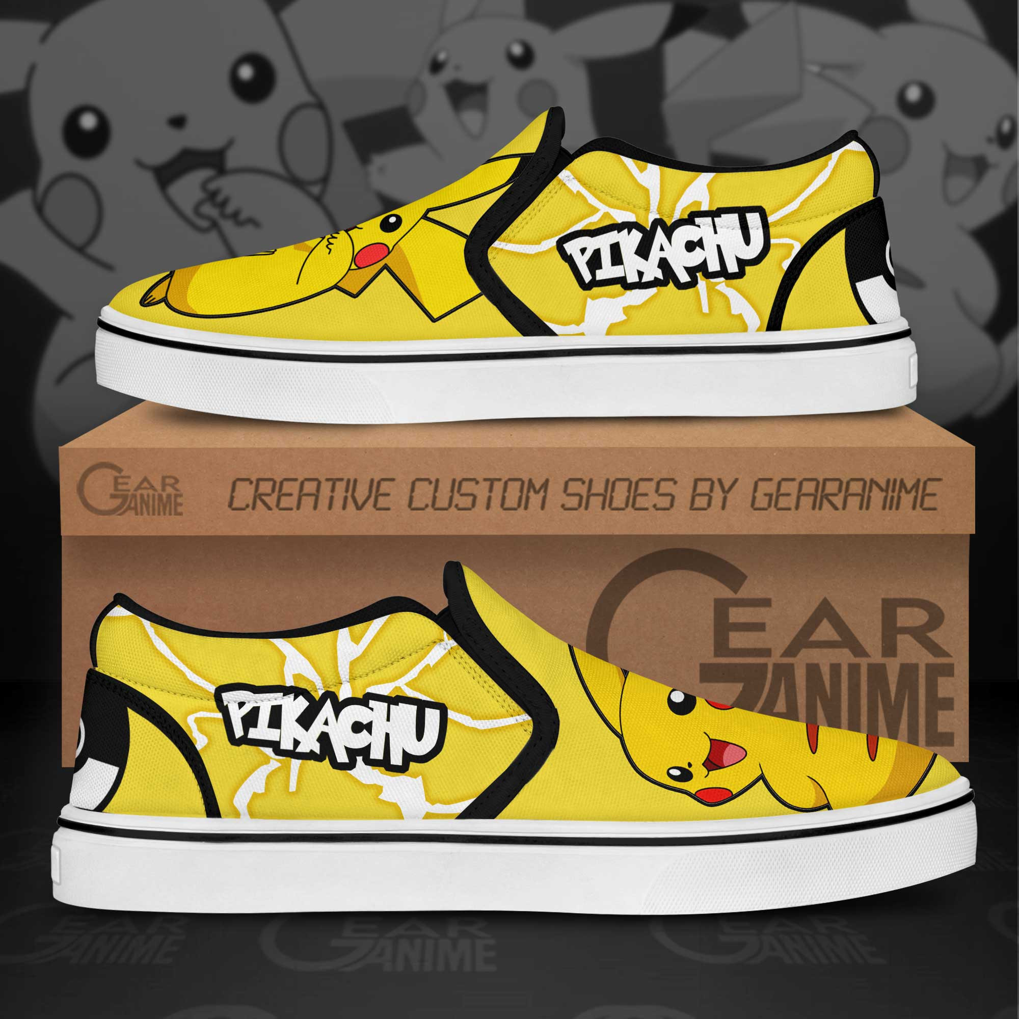 Pikachu Slip On Shoes Custom Pokemon Anime Sneakers