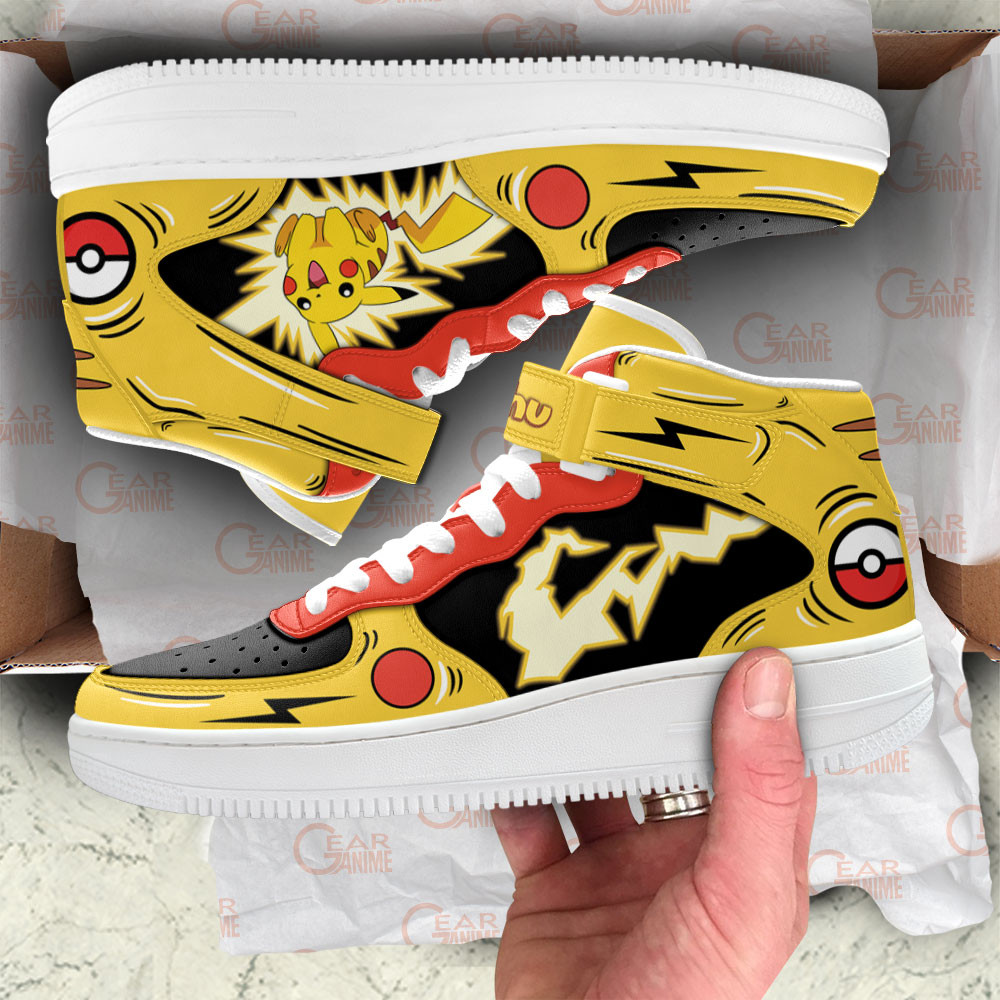 Pikachu Thunderbolt Sneakers Air Mid Pokemon Anime Shoes