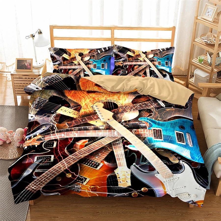 Pile Of Guitars 3D Customized Duvet Cover Bedding Set