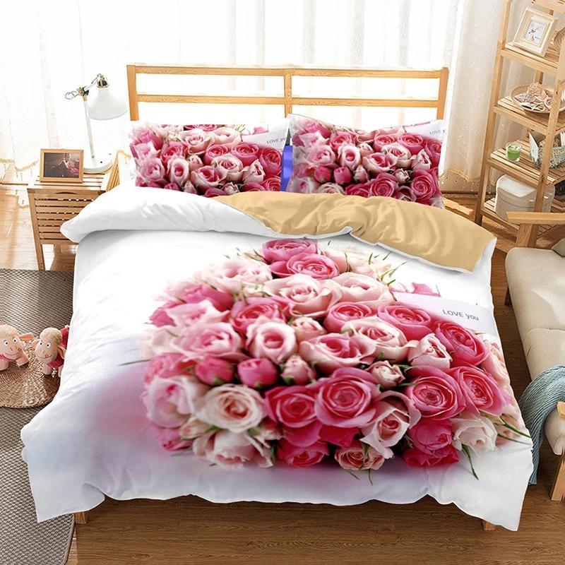 Pink Bouquet 3D Customized Duvet Cover Bedding Set