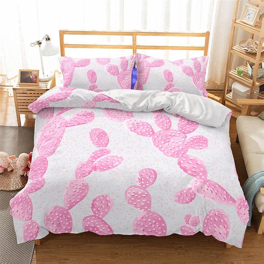 Pink Cactus 3D Customized Duvet Cover Bedding Set