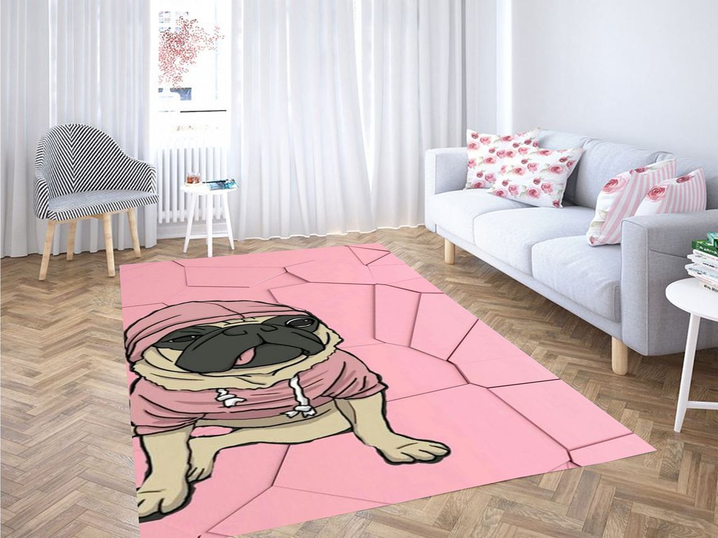 Pink Dogs Living Room Modern Carpet Rectangle Rug