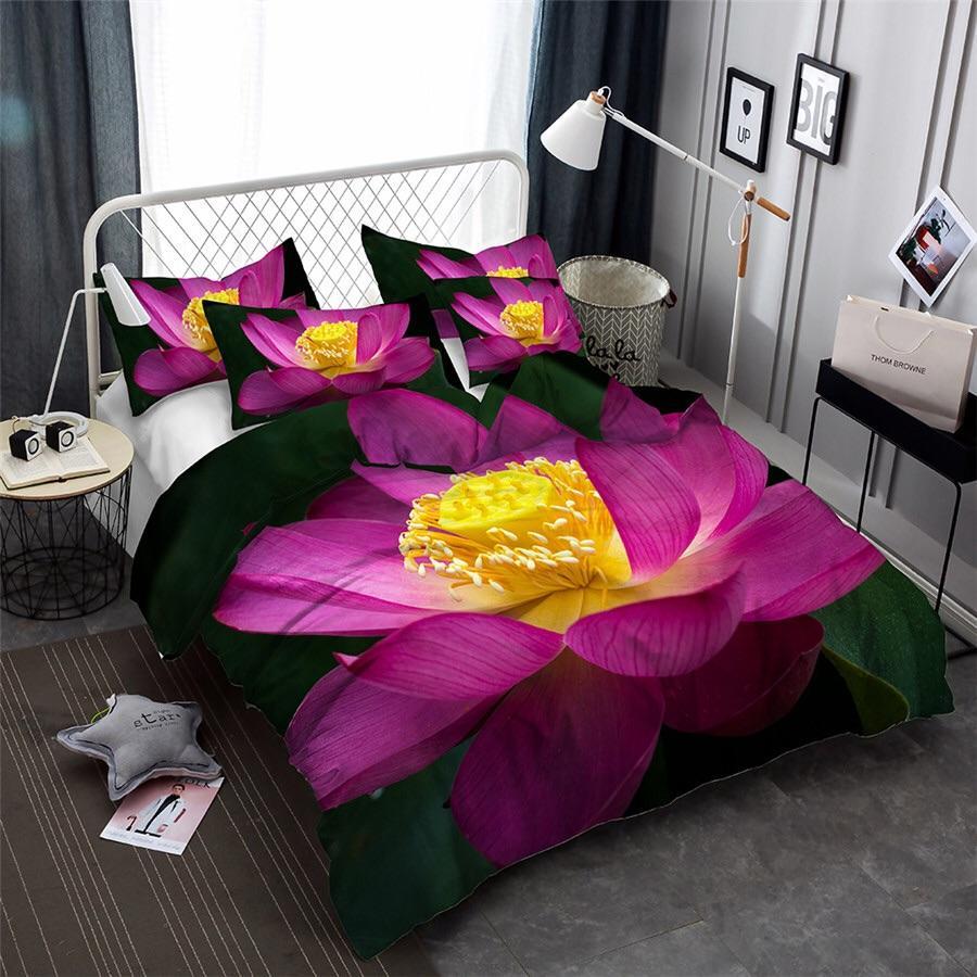 Pink Flower 3D Customized Duvet Cover Bedding Set