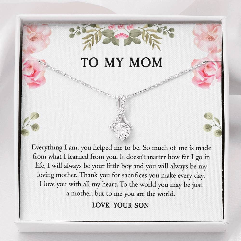 Pink Flower Gift For Mom Your Are The World Alluring Beauty Necklace