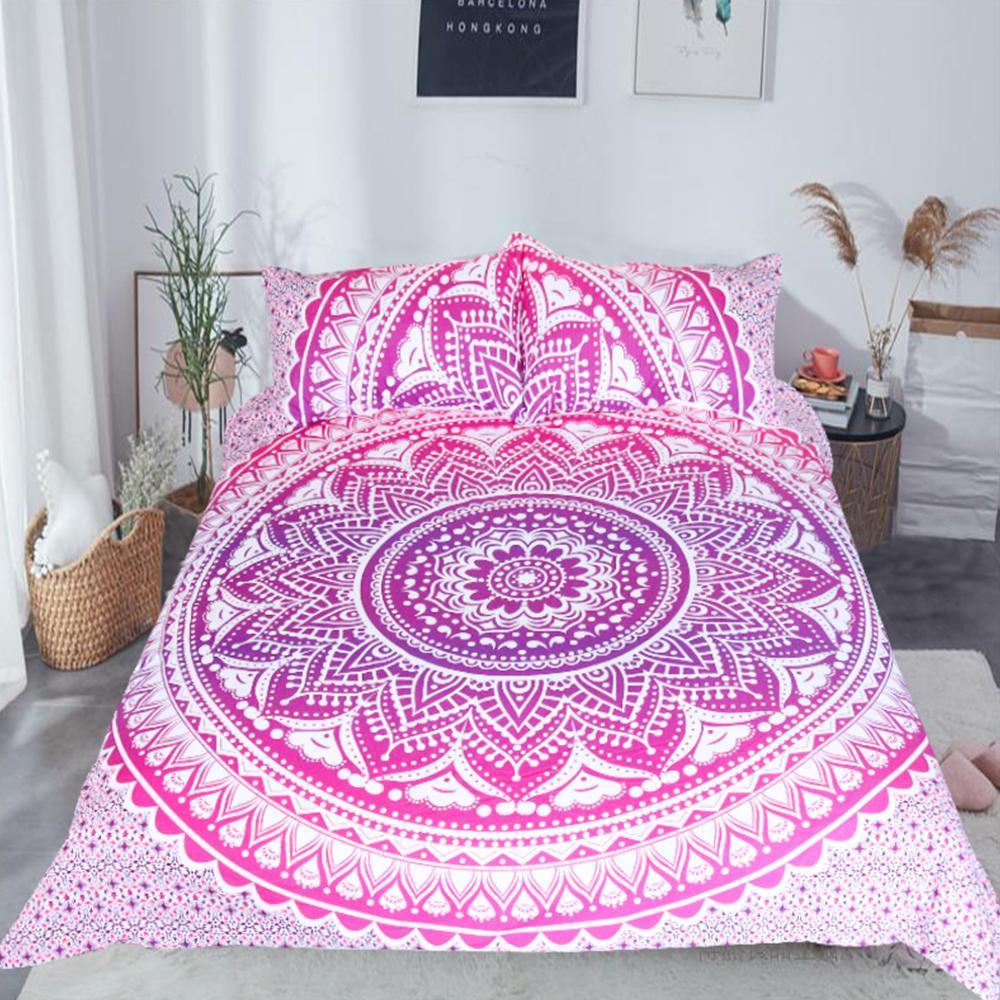 Pink Flower Mandala Art Hop 3D Customized Duvet Cover Bedding Set