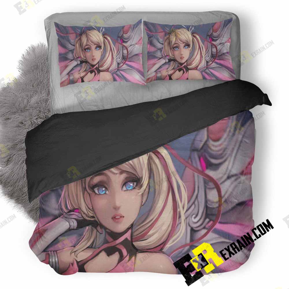 Pink Mercy Overwatch Artwork Ok 3D Customized Duvet Cover Bedding Set