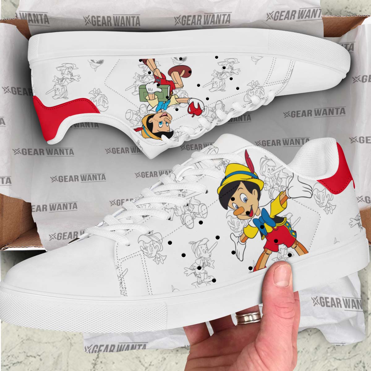 Pinocchio Skate Shoes Custom Pinocchio Cartoon Sneakers