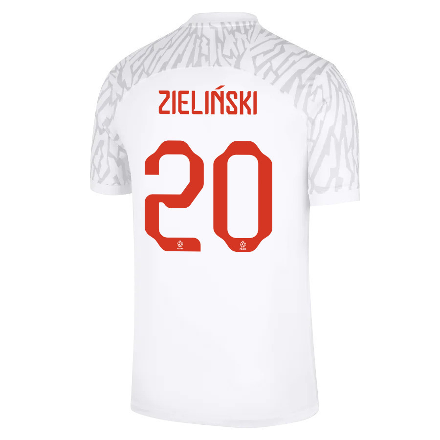 Piotr Zielinski 20 – Poland National Team FIFA World Cup Qatar 2022 Patch Home Soccer Jersey, Men