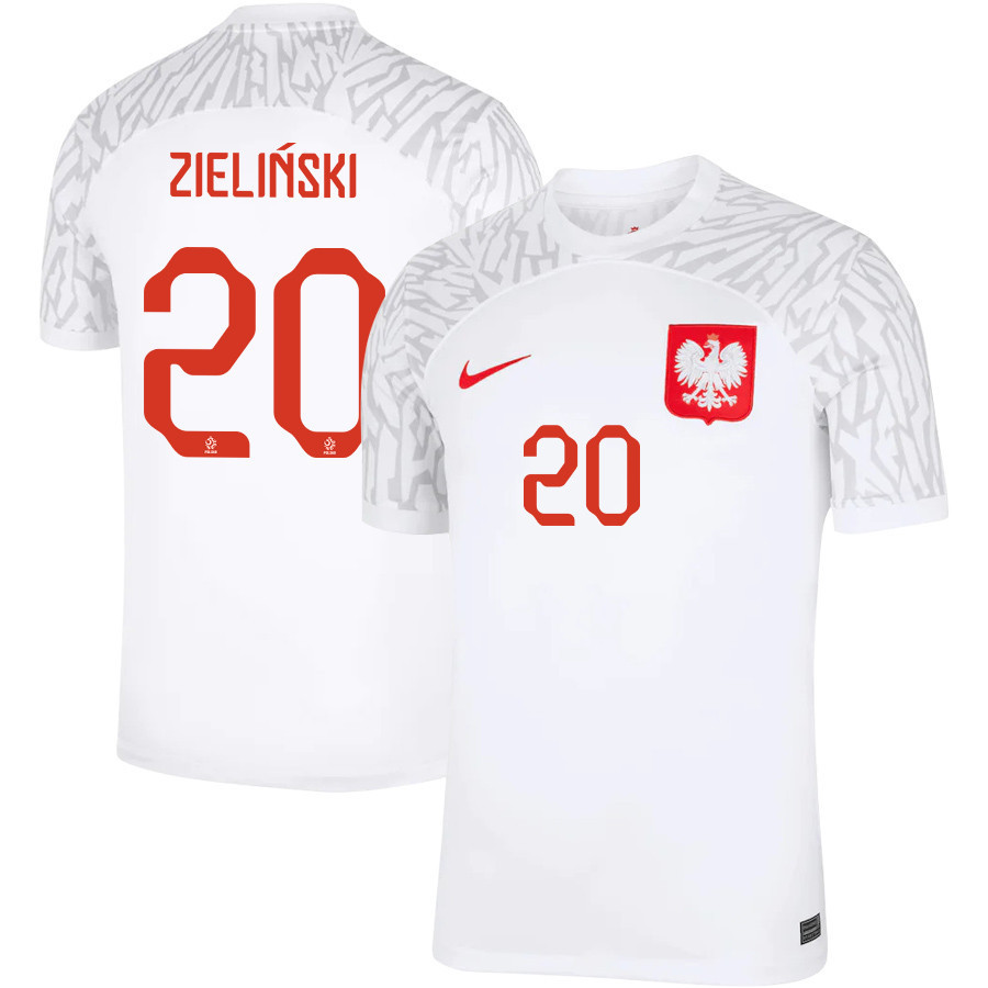 Piotr Zielinski 20 Poland National Team Qatar World Cup 2022-23 Home Soccer Jersey,